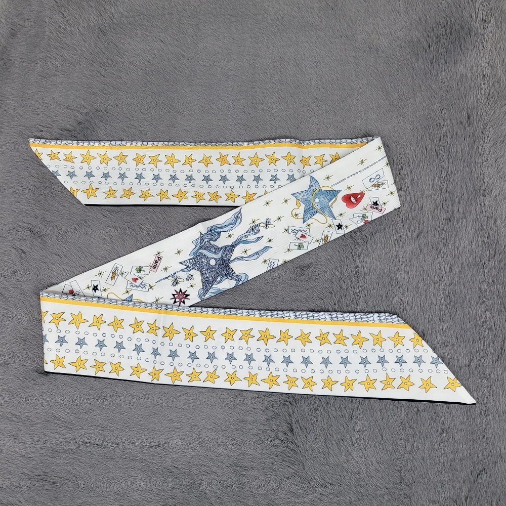New Tarot Cards Silk Skinny Scarf Twilly 'Star' - Picture 5 of 7